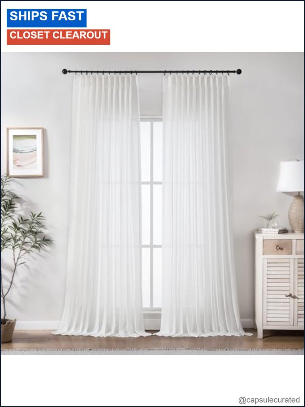 Pinch Pleated Sheer Curtain Panels 84 Inch Linen Textured Set of 2